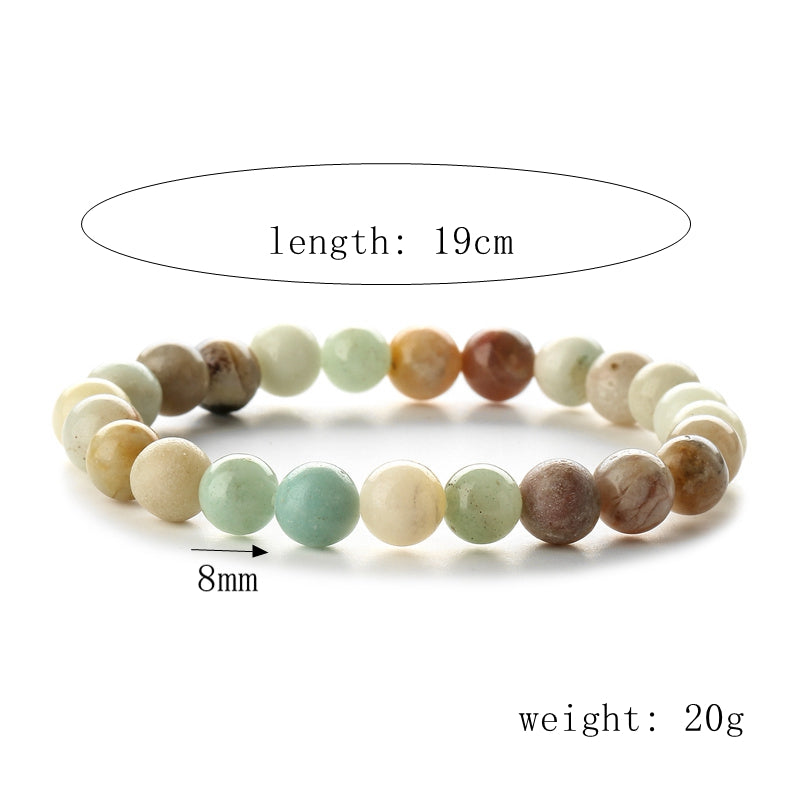 Retro Round Beaded Natural Stone Unisex Bracelets 1 Piece