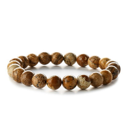 Retro Round Beaded Natural Stone Unisex Bracelets 1 Piece