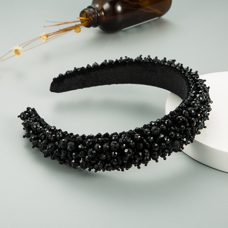 Fashion Solid Color Sponge Inlay Crystal Hair Band 1 Piece