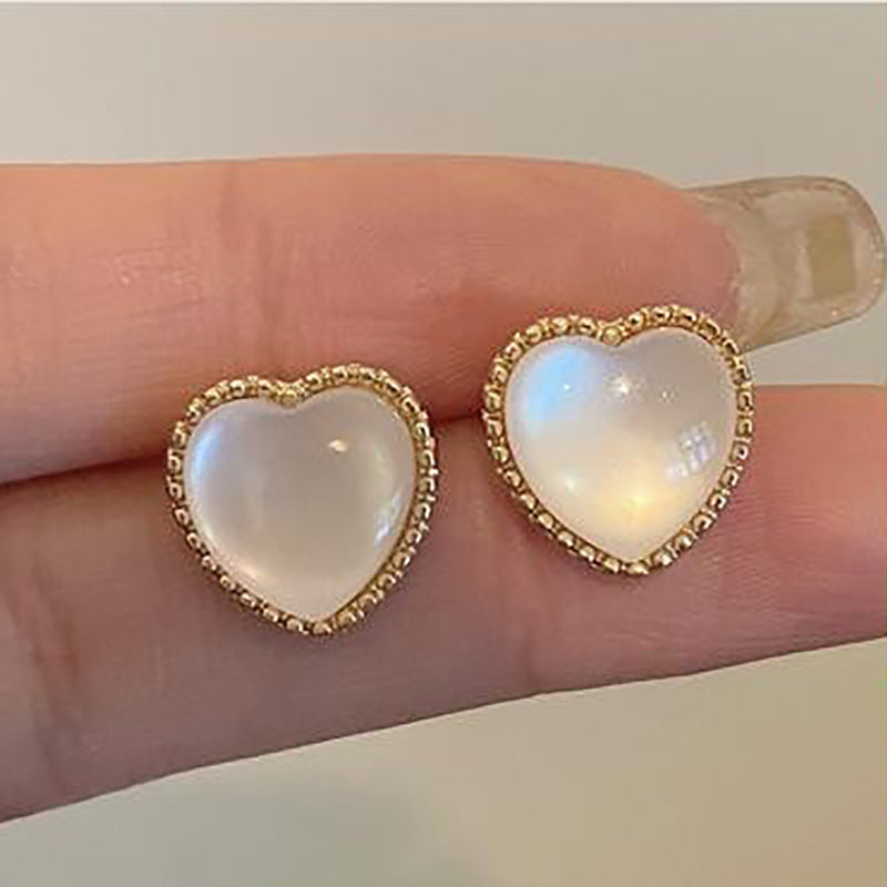 Fashion Heart Shape Alloy Inlay Zircon Women's Earrings