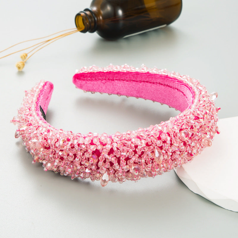 Fashion Solid Color Sponge Inlay Crystal Hair Band 1 Piece