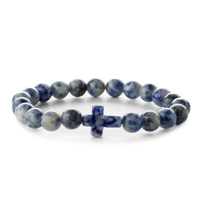 Retro Cross Beaded Natural Stone Bracelets