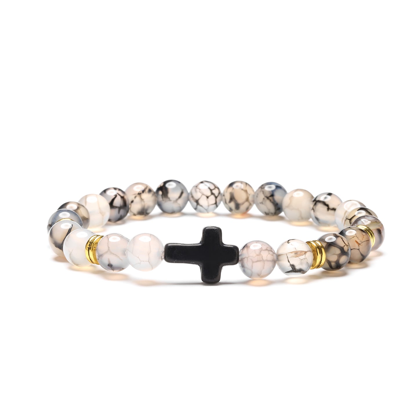 Retro Cross Beaded Natural Stone Bracelets