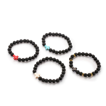 Retro Cross Beaded Natural Stone Bracelets