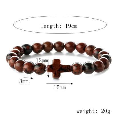 Retro Cross Beaded Natural Stone Bracelets