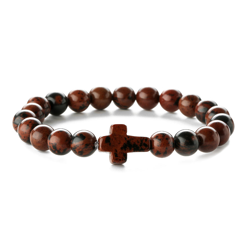 Retro Cross Beaded Natural Stone Bracelets