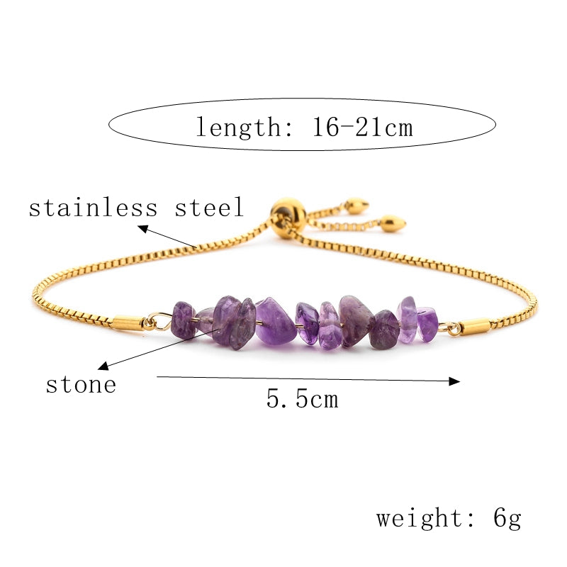 Casual Irregular Stainless Steel Plating Natural Stone Bracelets