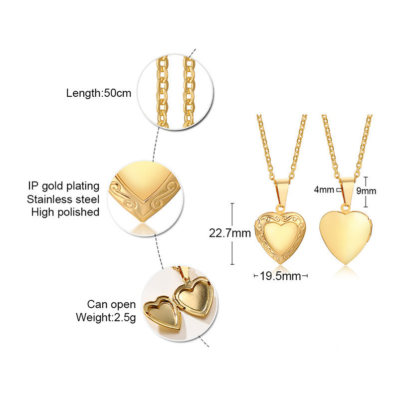 Simple Style Heart Shape Stainless Steel Plating Zircon Pendant Necklace 1 Piece