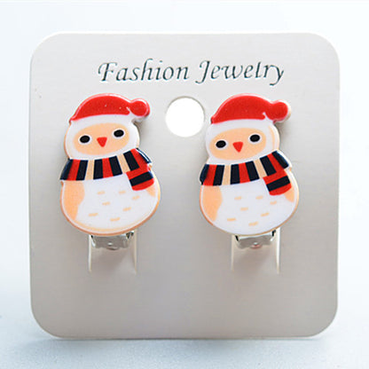 Fashion Christmas Tree Santa Claus Plastic Resin Girl's Drop Earrings Ear Clips 1 Pair