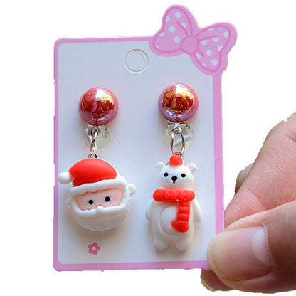 Fashion Santa Claus Plastic Resin Girl's Ear Clips 1 Pair