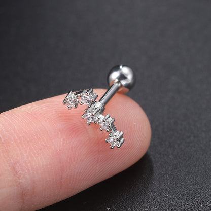 Fashion Geometric Brass Plating Zircon Ear Studs 1 Piece