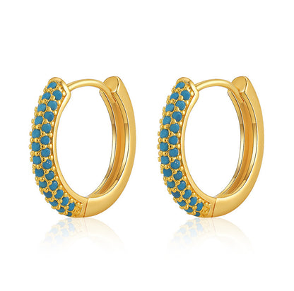 1 Pair Retro Round Insect Plating Inlay Copper Turquoise 18k Gold Plated Earrings