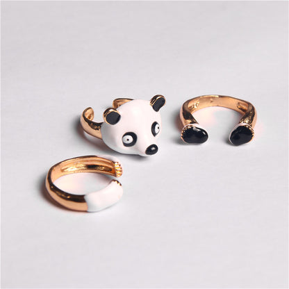 Fashion Panda Iron Copper Enamel Plating Women's Open Ring 1 Set
