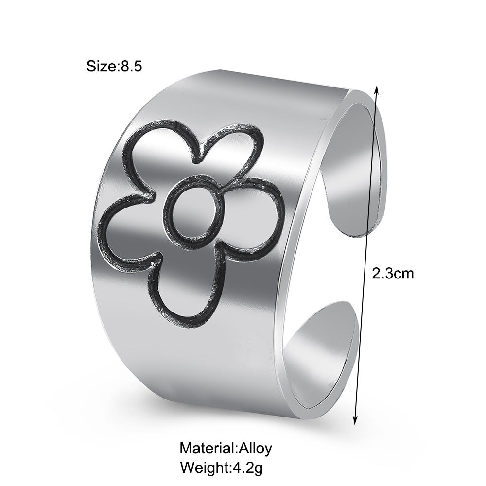 Fashion Flower Butterfly Daisy Alloy Enamel Plating Women's Open Ring Rings