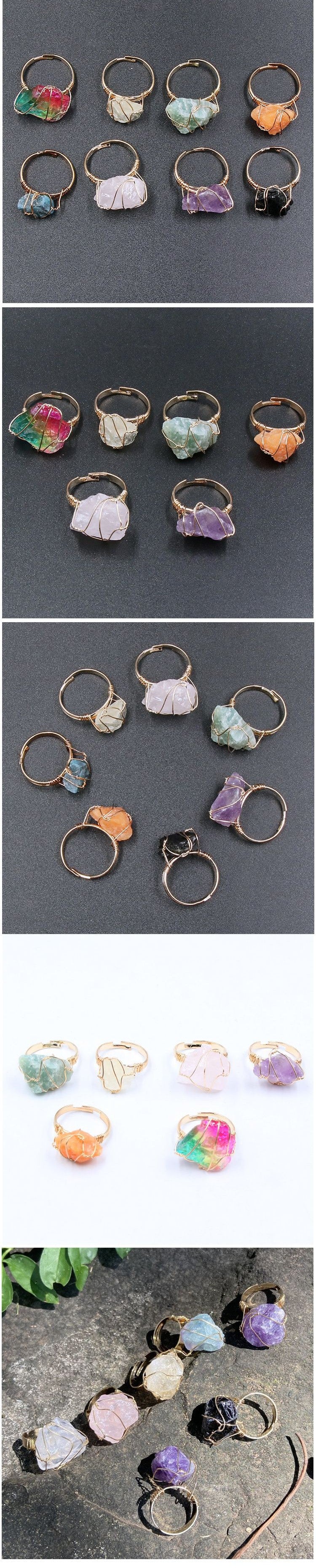 Fashion Irregular Natural Stone Open Ring 1 Piece