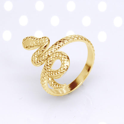 Retro Star Snake Titanium Steel Plating Open Ring 1 Piece