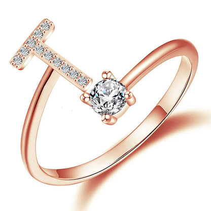 Fashion Letter Alloy Plating Zircon Unisex Open Ring