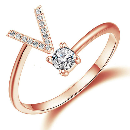 Fashion Letter Alloy Plating Zircon Unisex Open Ring