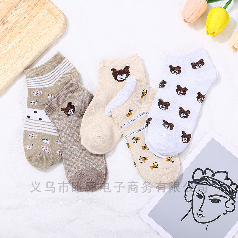 Fashion Black And White Cow Cartoon Short Cotton Socks Wholesale