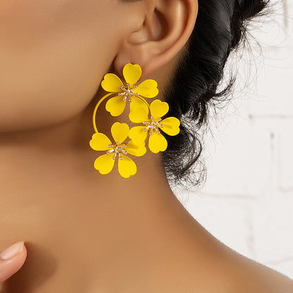 Fashion Flower Alloy Flowers Women's Drop Earrings 1 Pair