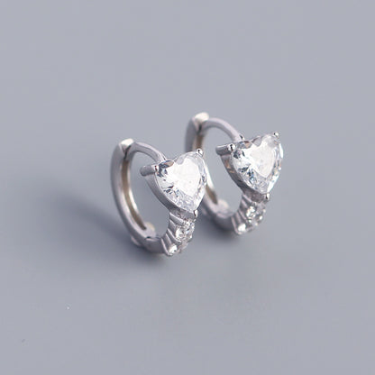 Fashion Heart Shape Sterling Silver Plating Zircon Earrings 1 Pair