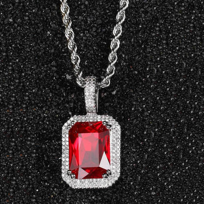 Retro Lady Square Copper Inlay Zircon Pendant Necklace