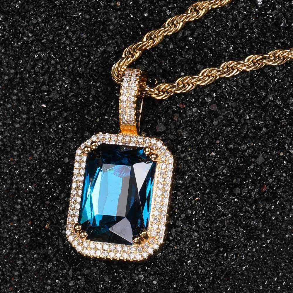 Retro Lady Square Copper Inlay Zircon Pendant Necklace