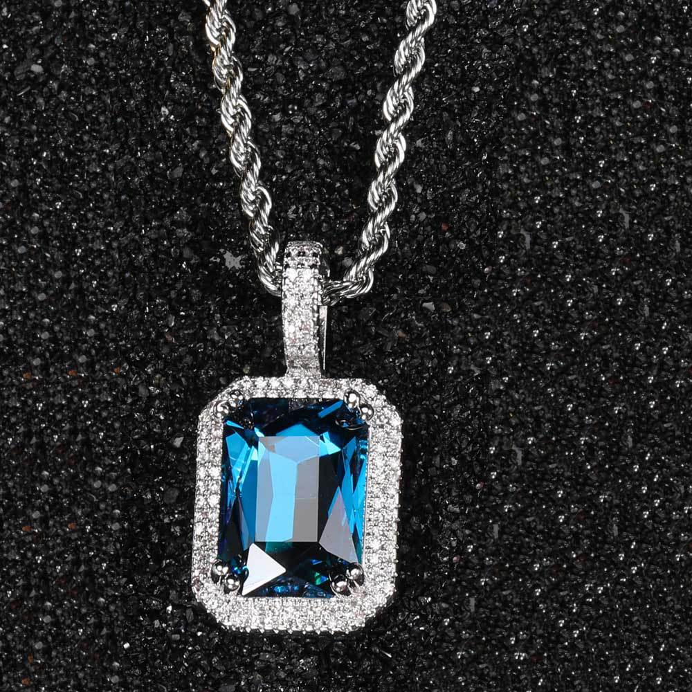 Retro Lady Square Copper Inlay Zircon Pendant Necklace