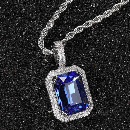 Retro Lady Square Copper Inlay Zircon Pendant Necklace