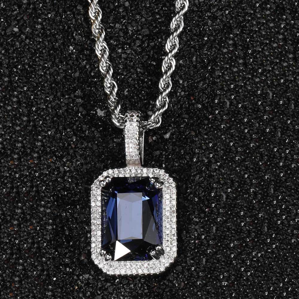 Retro Lady Square Copper Inlay Zircon Pendant Necklace