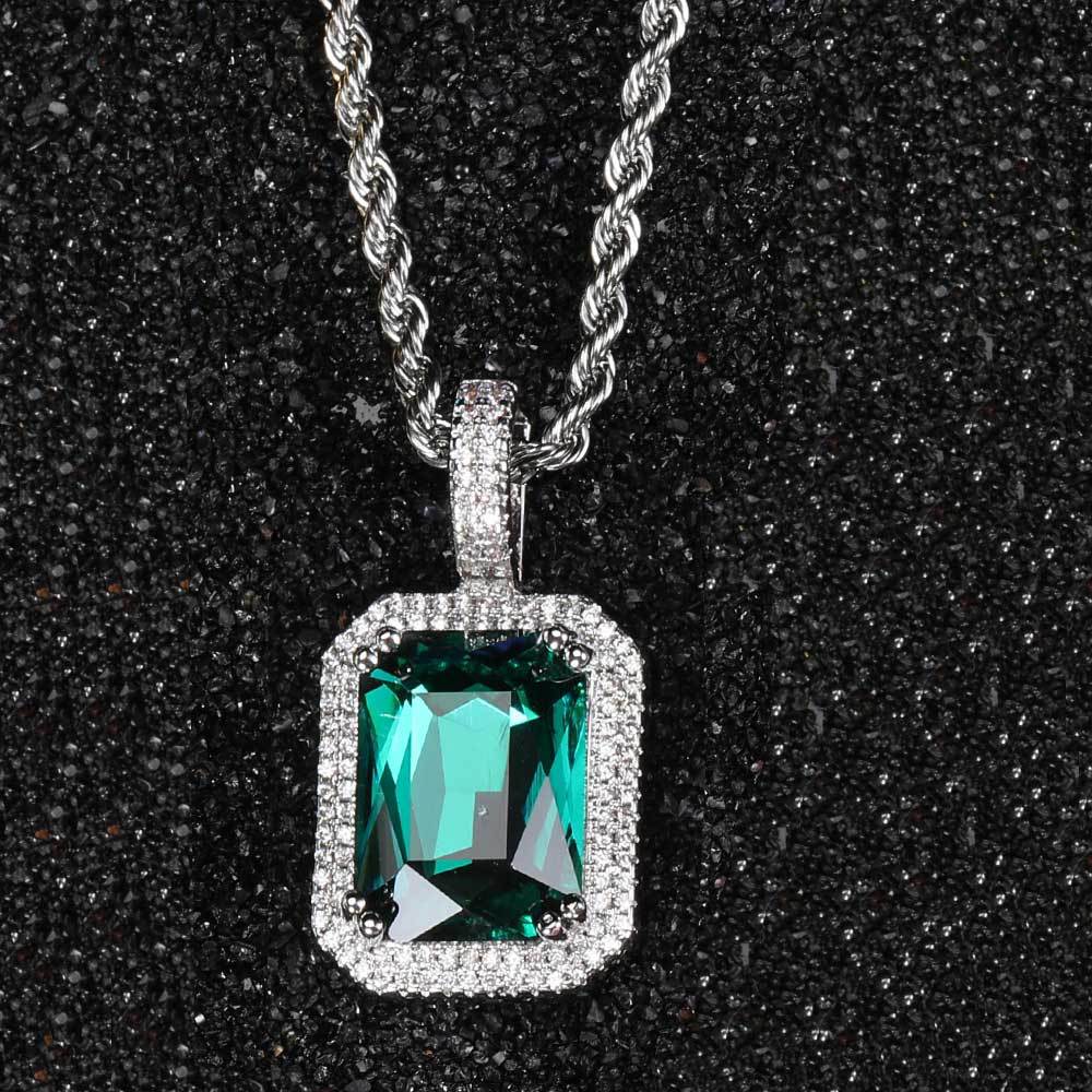 Retro Lady Square Copper Inlay Zircon Pendant Necklace