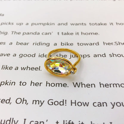 Modern Style Oval Copper Plating Inlay Artificial Gemstones Rings