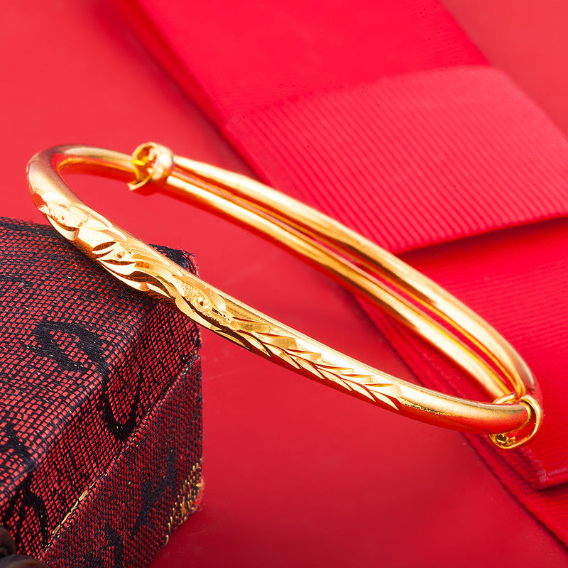 Chinoiserie Geometric Copper Gold Plated Bangle