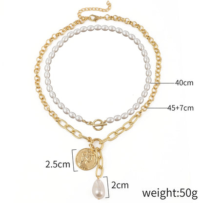 Elegant Geometric Alloy Plating Artificial Pearls Women's Necklace