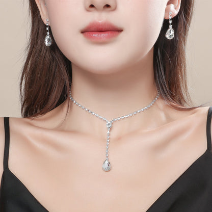 Wholesale Korean Copper Crystal Necklace Earring Two-piece Set Gooddiy