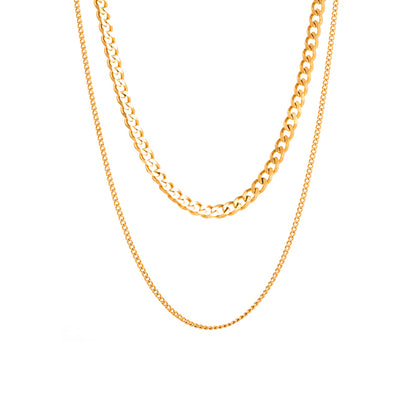 Hip-hop Star Moon Solid Color Stainless Steel Hollow Out 16k Gold Plated Layered Necklaces