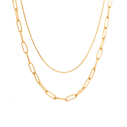 Hip-hop Star Moon Solid Color Stainless Steel Hollow Out 16k Gold Plated Layered Necklaces