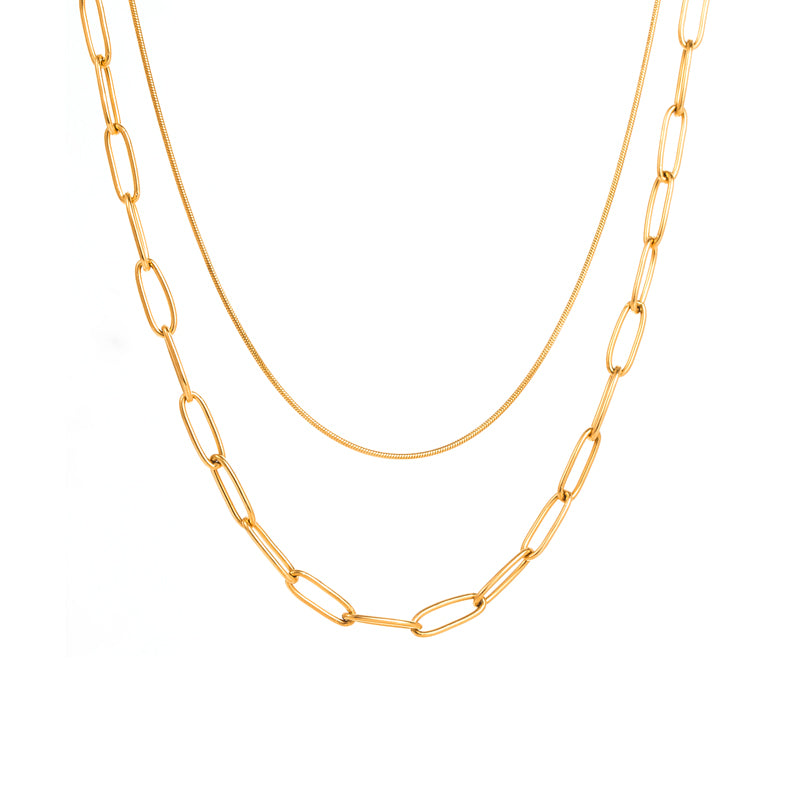 Hip-hop Star Moon Solid Color Stainless Steel Hollow Out 16k Gold Plated Layered Necklaces