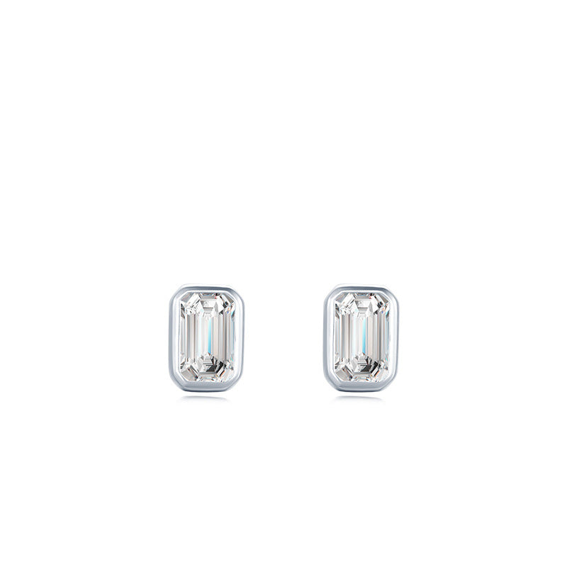 Simple Style Square Silver Plating Inlay Zircon Ear Studs 1 Pair