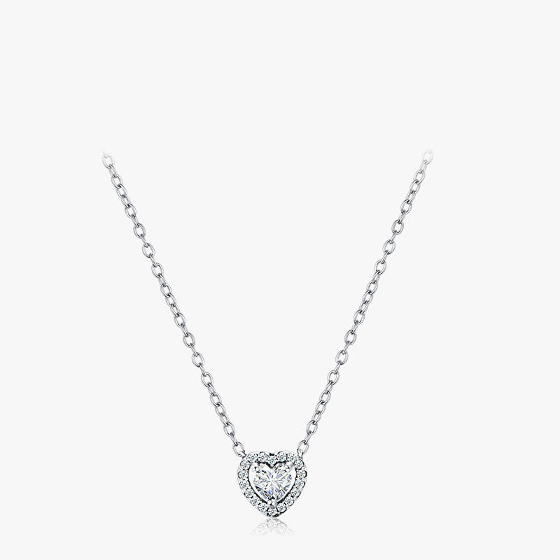 Simple Style Heart Shape Silver Plating Inlay Zircon Necklace 1 Piece