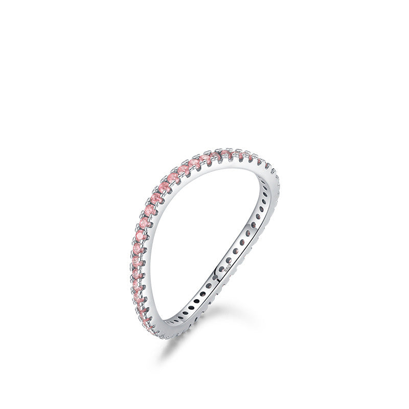 Simple Style Waves Silver Plating Inlay Zircon Rings