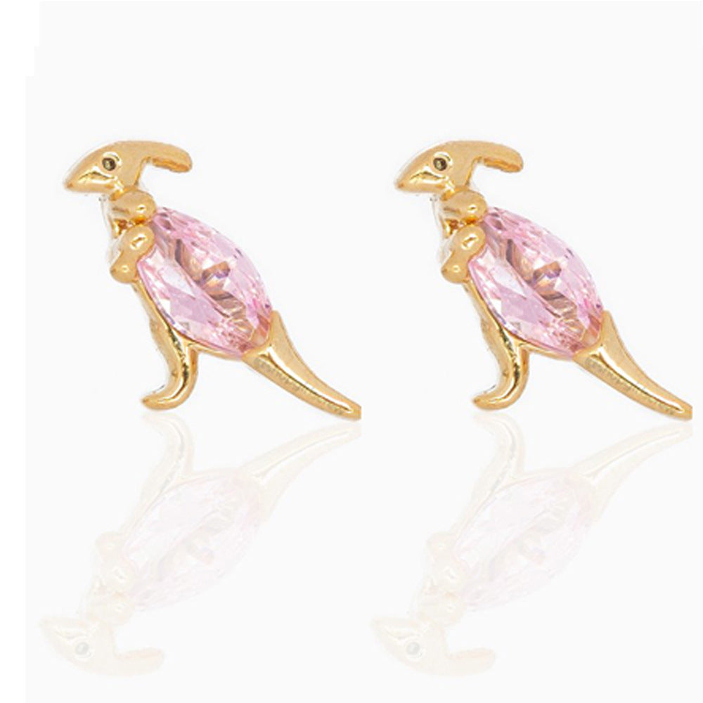 Cute Dinosaur Alloy Plating Rhinestones Women's Ear Studs 1 Pair