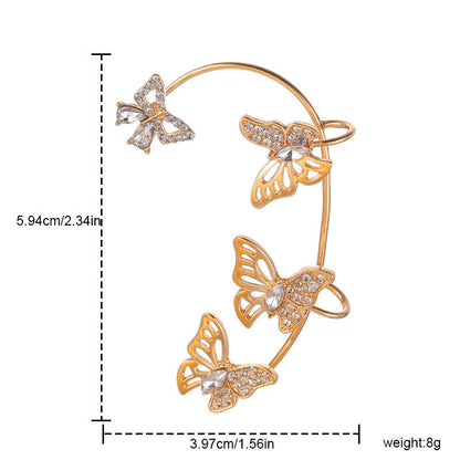 Fairy Style Butterfly Alloy Rhinestone Hollow Out Women's Ear Clips 1 Piece