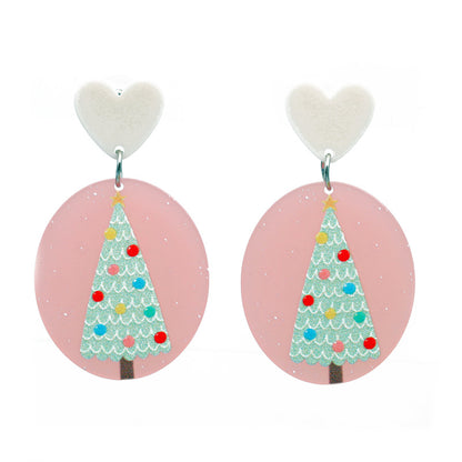 1 Pair Fashion Christmas Tree Santa Claus Snowman Arylic Earrings