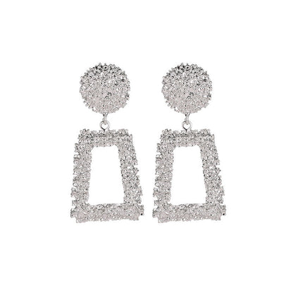 1 Pair Simple Style Round Square Patchwork Alloy Chandelier Earrings