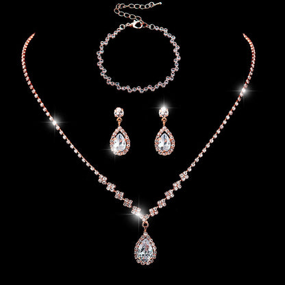 Fashion Water Droplets Alloy Inlay Rhinestones Women's Bracelets Earrings Necklace