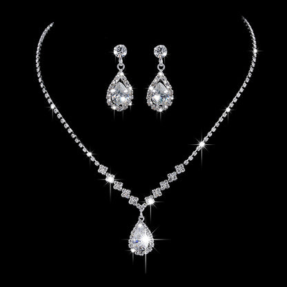 Simple Style Solid Color Artificial Crystal Copper Inlay Zircon Earrings Necklace