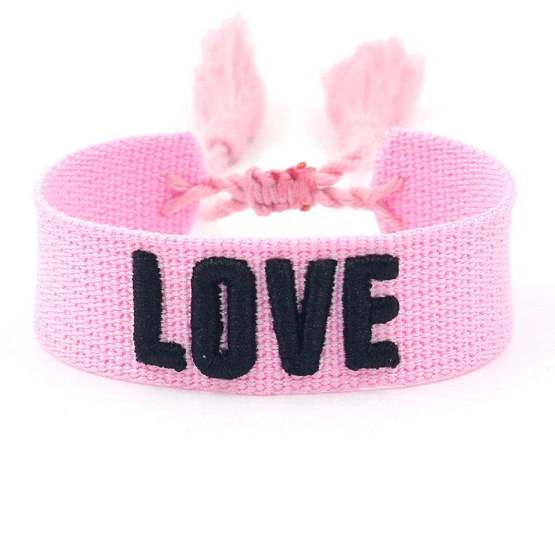 1 Piece Fashion Love Polyester Embroidery Handmade Tassel Unisex Bracelets