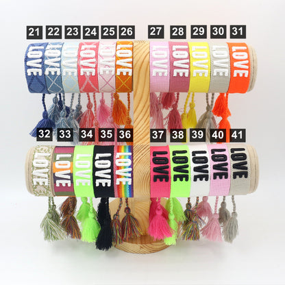 1 Piece Fashion Love Polyester Embroidery Handmade Tassel Unisex Bracelets