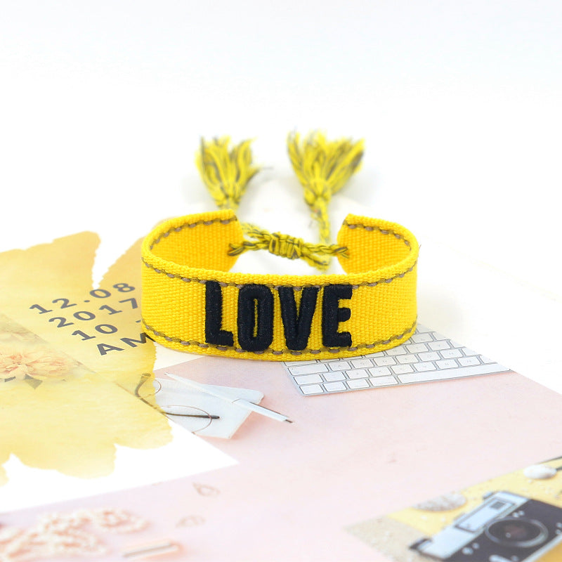 1 Piece Fashion Love Polyester Embroidery Handmade Tassel Unisex Bracelets